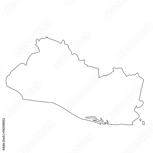 El Salvador map outline isolated on transparent background.