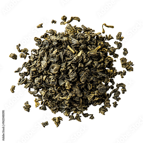 Dry tea leaves isolated on transparent PNG background