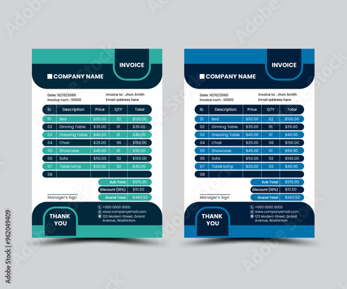 Abstract shape invoice design template