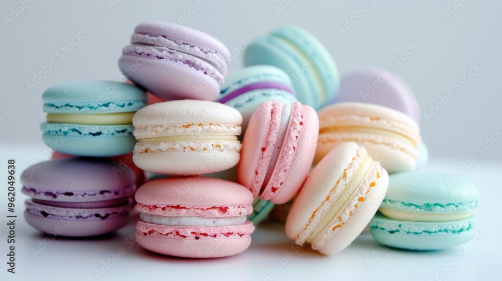 Delightful Pastel Macarons Stack in Soft Hues Delightful Pastel Macarons Stack in Soft Hues
