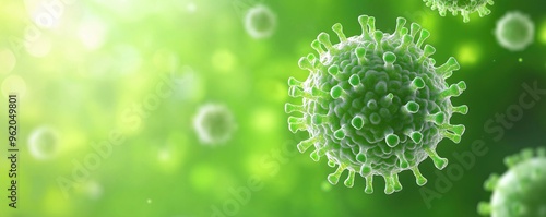 different virus floating in front of a green background photo