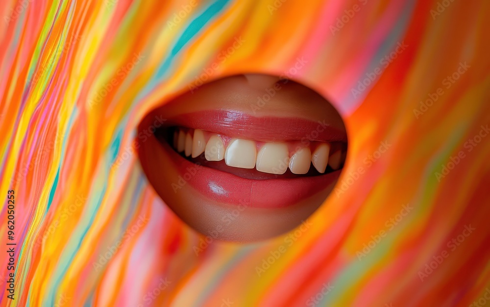 Fototapeta premium Radiant Smile: Communicating Joy through Colorful Abstract Background