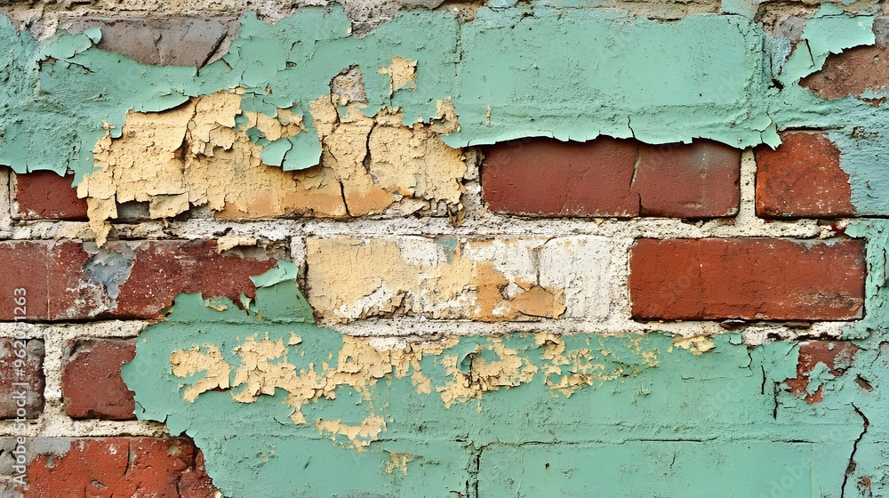 Fototapeta premium 6. Textured, old brick wall with peeling paint