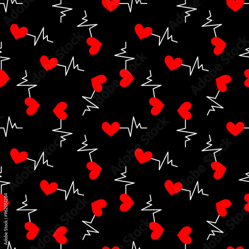 Seamless background with heartbeat symbol illustration