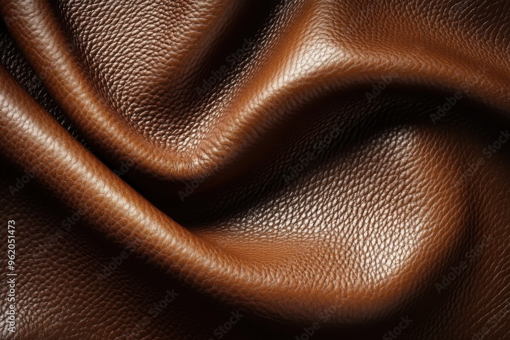 Close up of rich brown leather material. Close up of rich brown leather material.