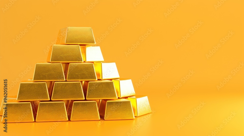 A stack of gold bars is piled on top of each other A stack of gold bars is piled on top of each other