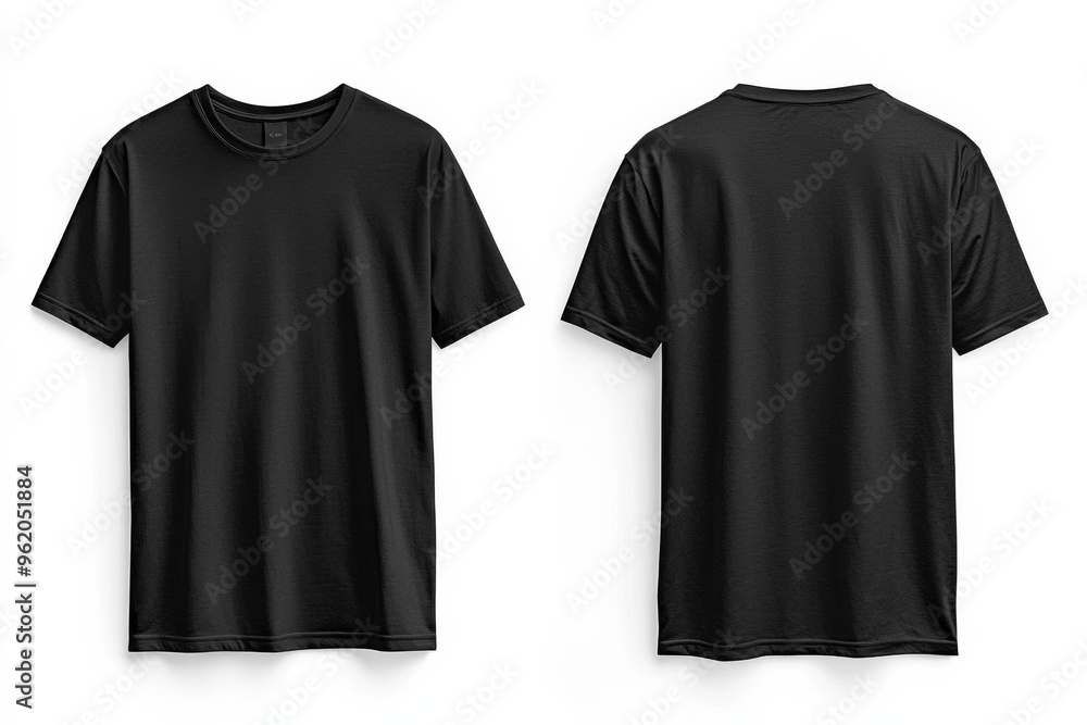 Fototapeta premium Black Tshirt Mockup Front and Back Isolated created with Generative AI