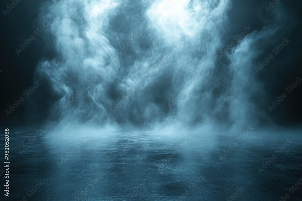 Background of fog or mist on the dark background with light. Background of fog or mist on the dark background with light.