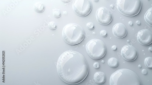 A large number of small, clear, round droplets of water