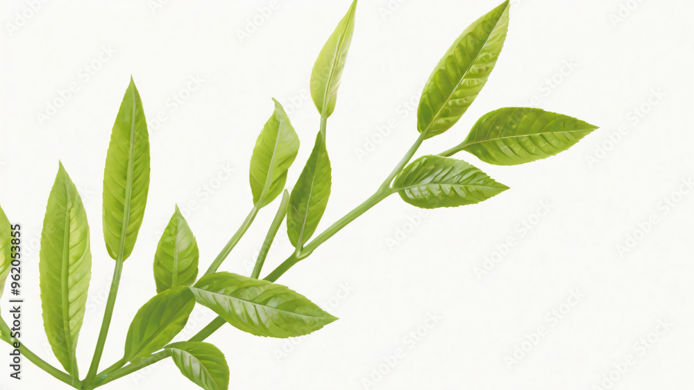Fototapeta premium green plant leaves on a white background