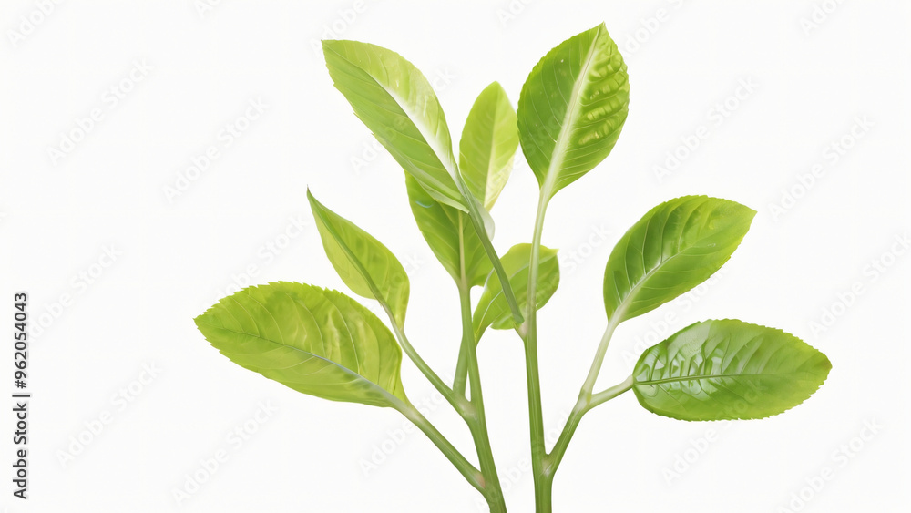 green plant leaves on a white background green plant leaves on a white background