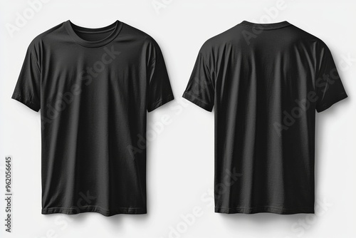 Black Tshirt Mockup Front and Back Isolated created with Generative AI