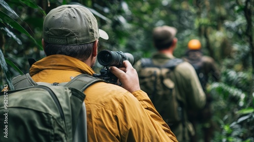 Wallpaper Mural A photostock image of wildlife conservationists protecting an endangered species in a forest Torontodigital.ca