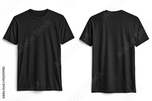 Black Tshirt Mockup Front and Back Isolated created with Generative AI