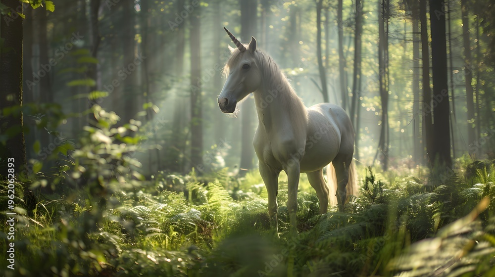 Majestic Unicorn in a Mystical Forest Majestic Unicorn in a Mystical Forest