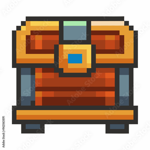 Pixel Art Treasure Chest Icon   Retro Gaming and Adventure Design