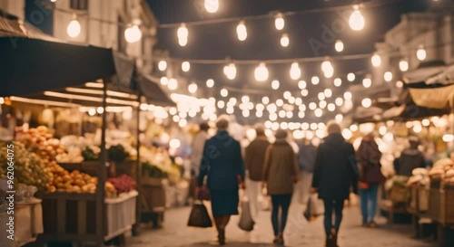 People shopping in an outdoor market.
