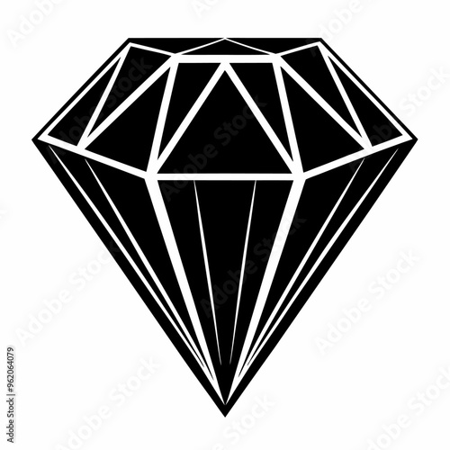 Black and White Geometric Diamond Illustration in Minimalistic Style for Design and Decoration