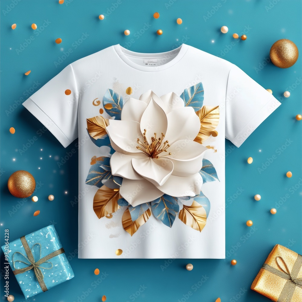 © Wavezaa - Custom-printed t-shirt with unique message, stylish gift wrapping, 3D illustration