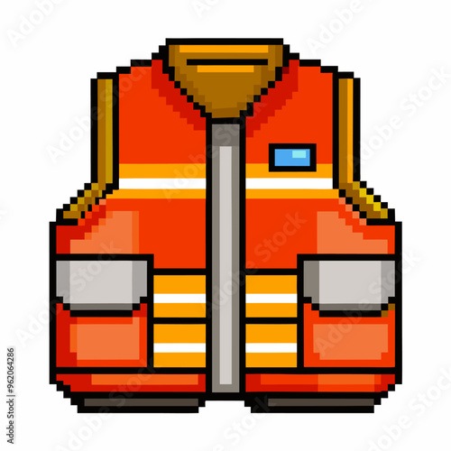 Retro Pixel Art of an Orange Safety Vest