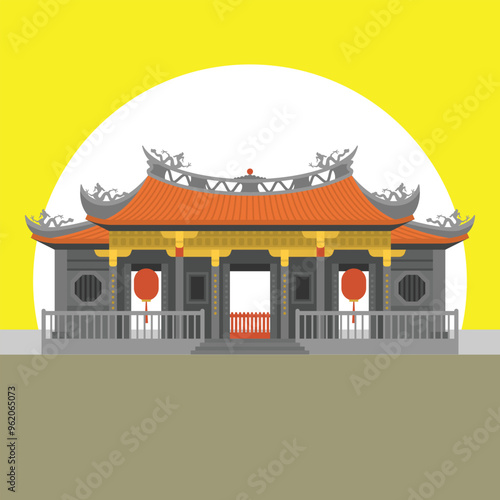 Lungshan Temple is a famous old temple in Taiwan. It is for worshiping Guanshiyin Buddha and other divine spirits. Lungshan Temple is facing the South. Its architecture is a three-section design
