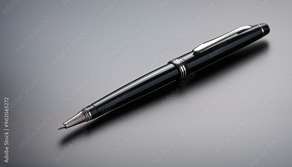 Basic black pen on a neutral background, ideal for personalized branding or text Basic black pen on a neutral background, ideal for personalized branding or text