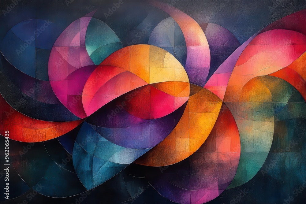 explosion of vibrant abstract shapes swirling watercolor textures blend with geometric forms kaleidoscopic array of saturated hues create energetic and playful composition explosion of vibrant abstract shapes swirling watercolor textures blend with geometric forms kaleidoscopic array of saturated hues create energetic and playful composition
