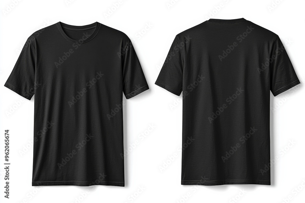 Black Tshirt Mockup Front and Back Isolated created with Generative AI