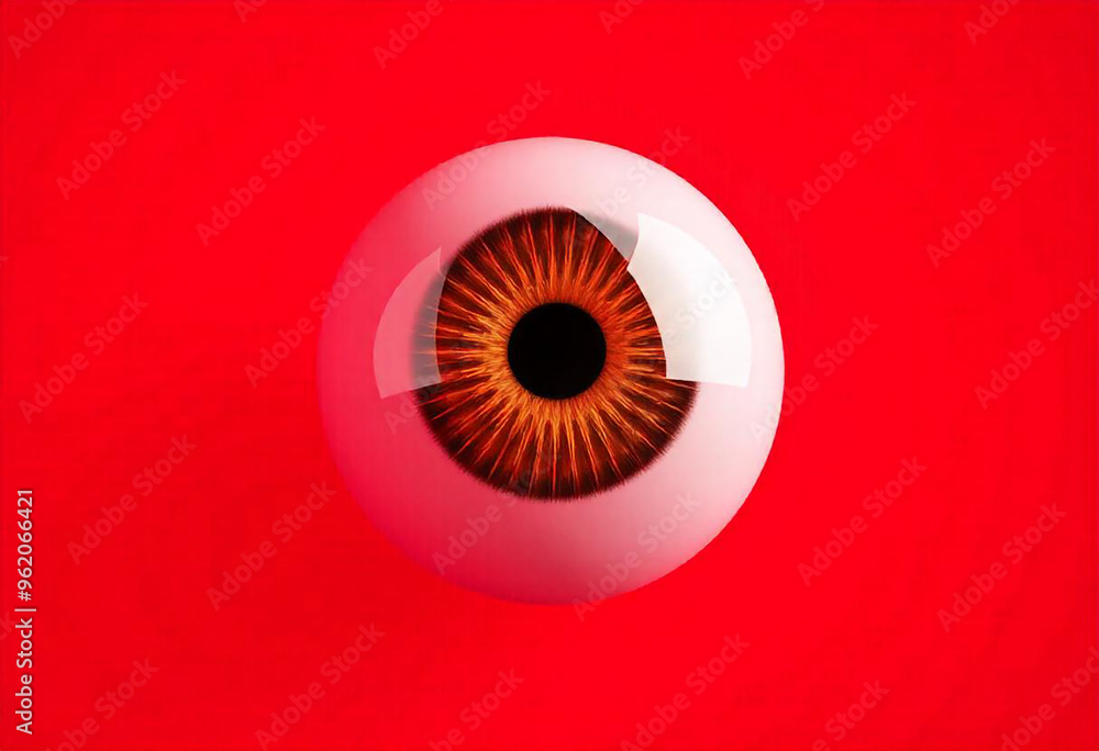 Human eyeball 3d illustration on red background Human eyeball 3d illustration on red background