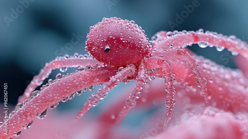 Wallpaper Mural Dew-Covered Pink Spider Torontodigital.ca