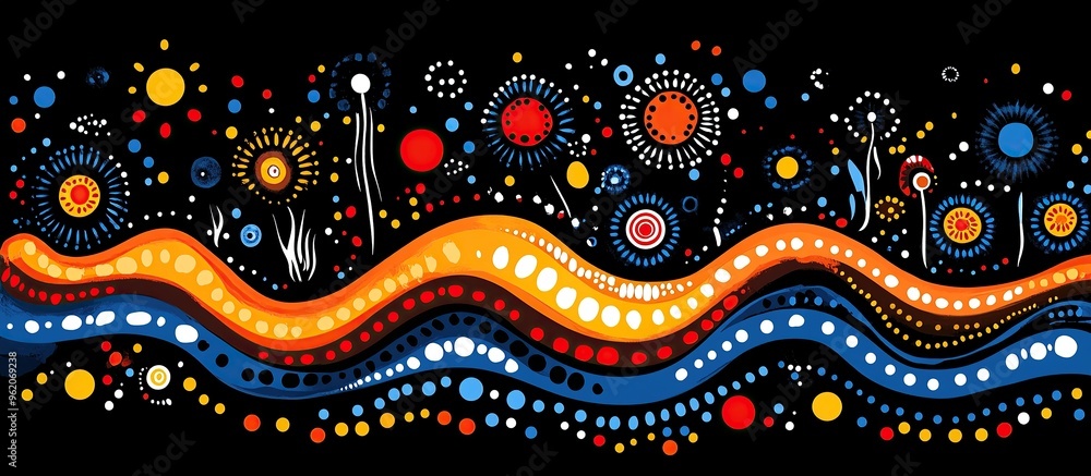 Aboriginal Art Abstract with Vibrant Colors