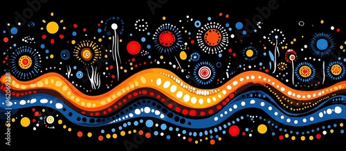 Obraz na płótnie Aboriginal Art Abstract with Vibrant Colors w salonie