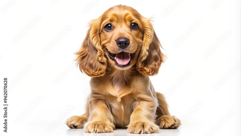English Cocker Spaniel puppy sitting proudly with a big grin, ears perked up English Cocker Spaniel puppy sitting proudly with a big grin, ears perked up
