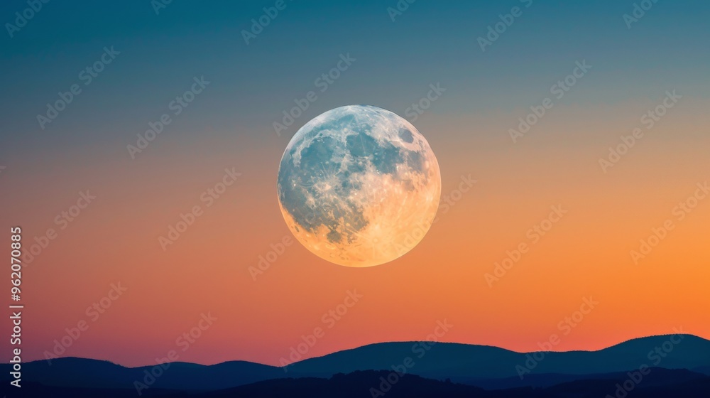 full moon on an orange sunset full moon on an orange sunset