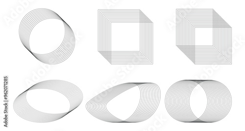 Abstract geometric stripe line arranging motion pattern background. Circle, rectangle.