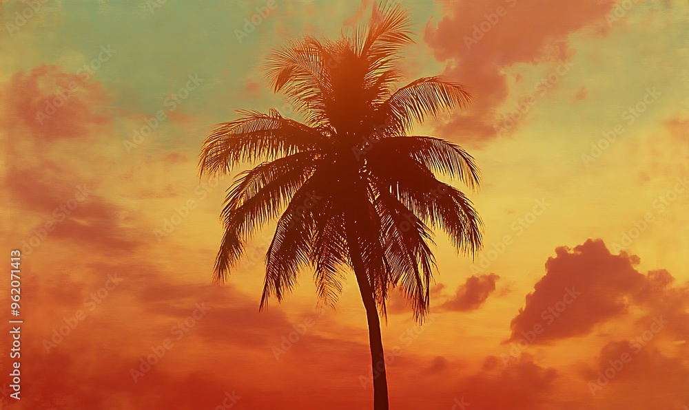 Silhouette of a Palm Tree Against a Sunset Sky Silhouette of a Palm Tree Against a Sunset Sky