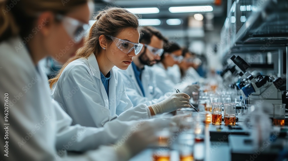 Scientists in a Lab Working on Experiments Scientists in a Lab Working on Experiments