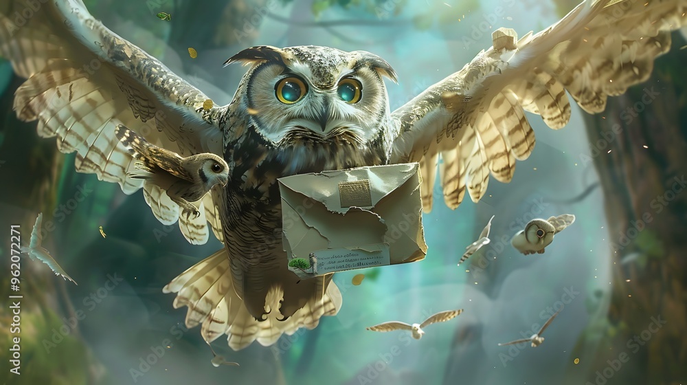 Obraz premium Wise Owl Delivering a Message