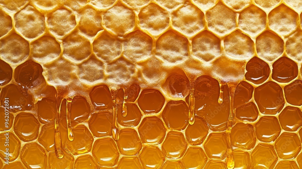 Bee combs are filled with honey that flows down Bee combs are filled with honey that flows down