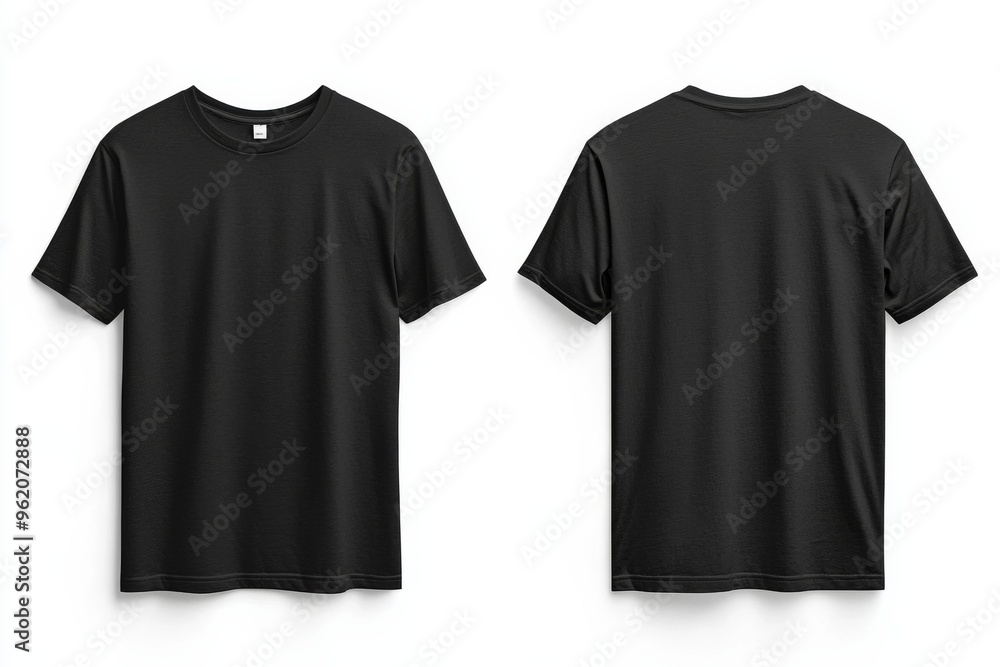 Black Tshirt Mockup Front and Back Isolated created with Generative AI Black Tshirt Mockup Front and Back Isolated created with Generative AI