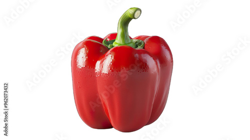 Vibrant Red Bell Pepper on a White Background 