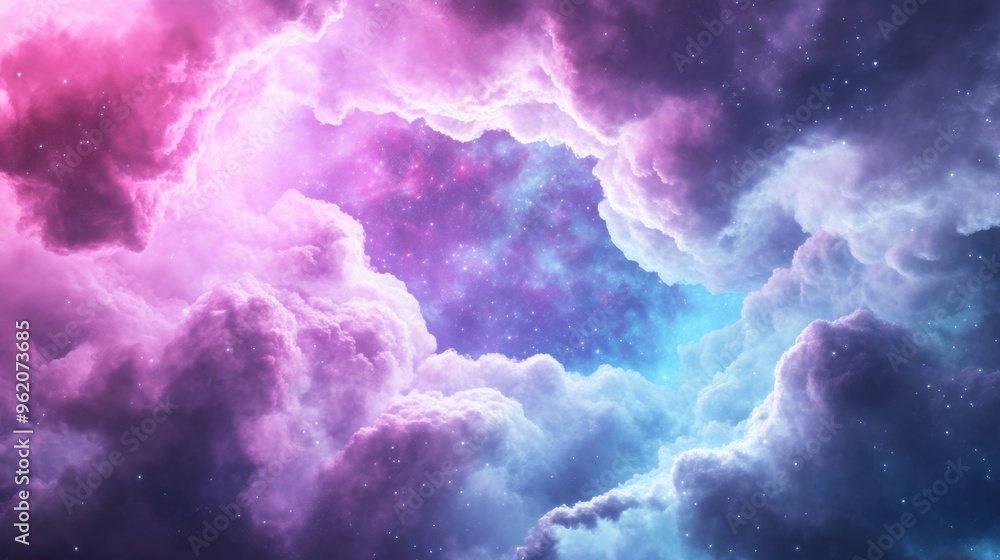 A colorful cloud filled sky with a bright blue and purple color, AI A colorful cloud filled sky with a bright blue and purple color, AI