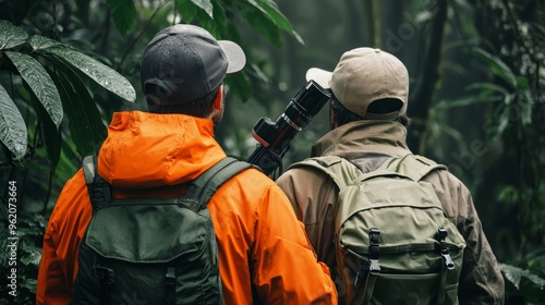 Wallpaper Mural A photostock image of wildlife conservationists protecting an endangered species in a forest Torontodigital.ca
