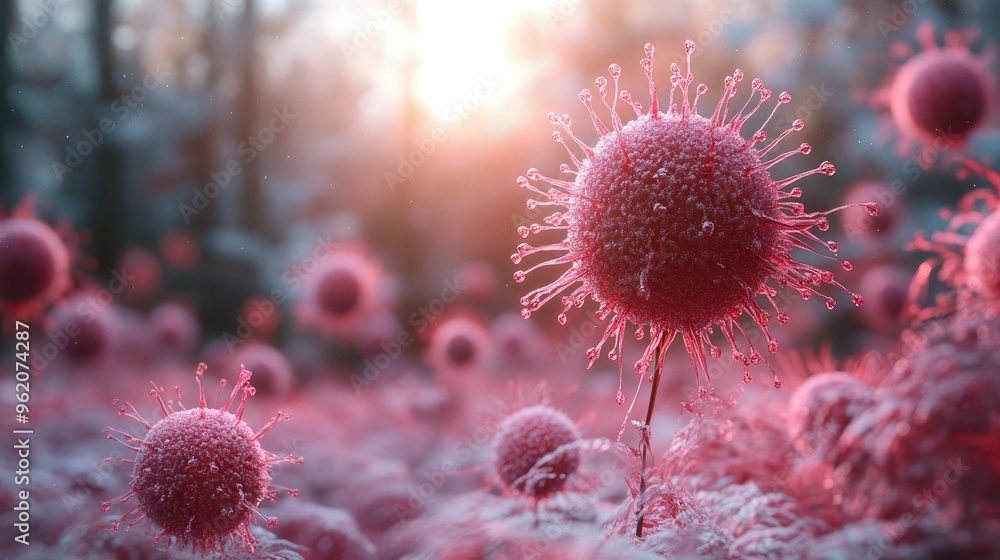 Virus Outbreak in a Field of Pink Flowers Virus Outbreak in a Field of Pink Flowers