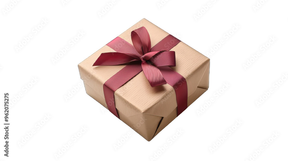 A Beautifully Wrapped Gift Box With a Red Ribbon on a White Background A Beautifully Wrapped Gift Box With a Red Ribbon on a White Background