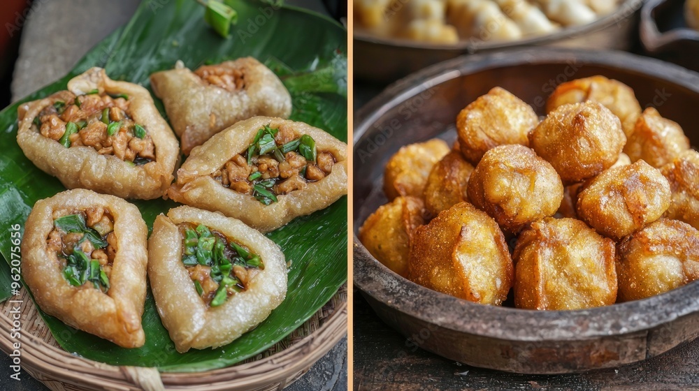 Modaka is a sweet dumpling Which is a traditional offering and a temple in Ganesh Chaturthi festival. Left: Steamed patties. Right: Frying Modaka is a sweet dumpling Which is a traditional offering and a temple in Ganesh Chaturthi festival. Left: Steamed patties. Right: Frying