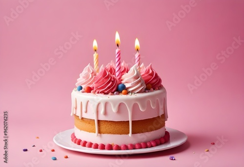 Birthday cake Birthday cake on a pink background