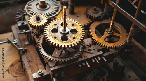 Vintage Rusty Gears Close-Up - Industrial Machinery Detail