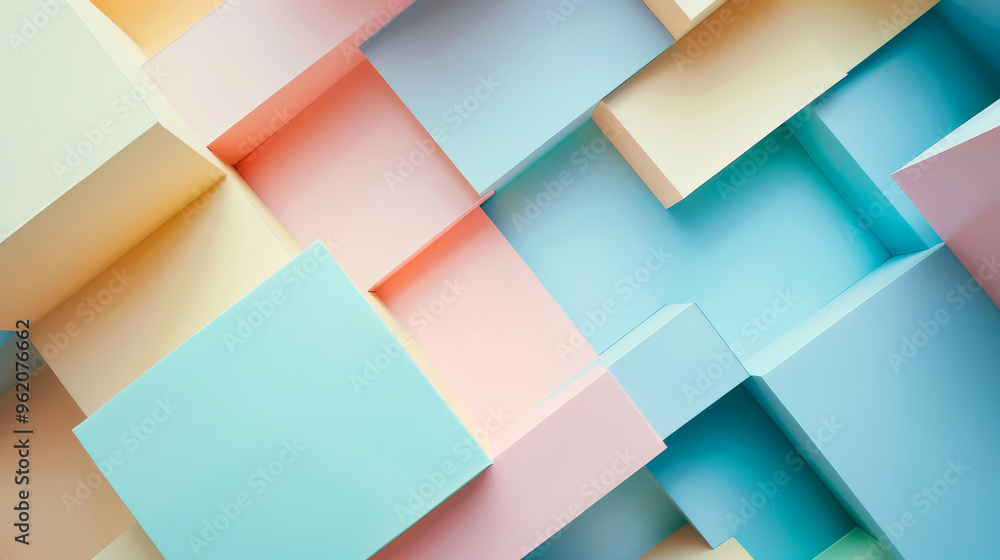 Abstract Geometric Background With Pastel Colors. Light Blue, Pink And Yellow. Modern Minimalist Design. Abstract Geometric Background With Pastel Colors. Light Blue, Pink And Yellow. Modern Minimalist Design.