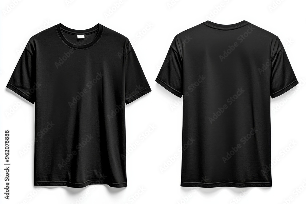 Black Tshirt Mockup Front and Back Isolated created with Generative AI Black Tshirt Mockup Front and Back Isolated created with Generative AI